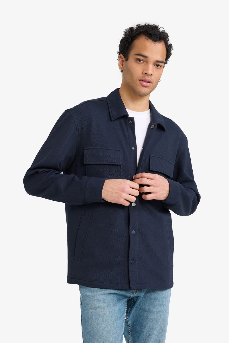 DeFacto Blue Man Regular Fit Long Sleeve Overshirt Casual - Image 1
